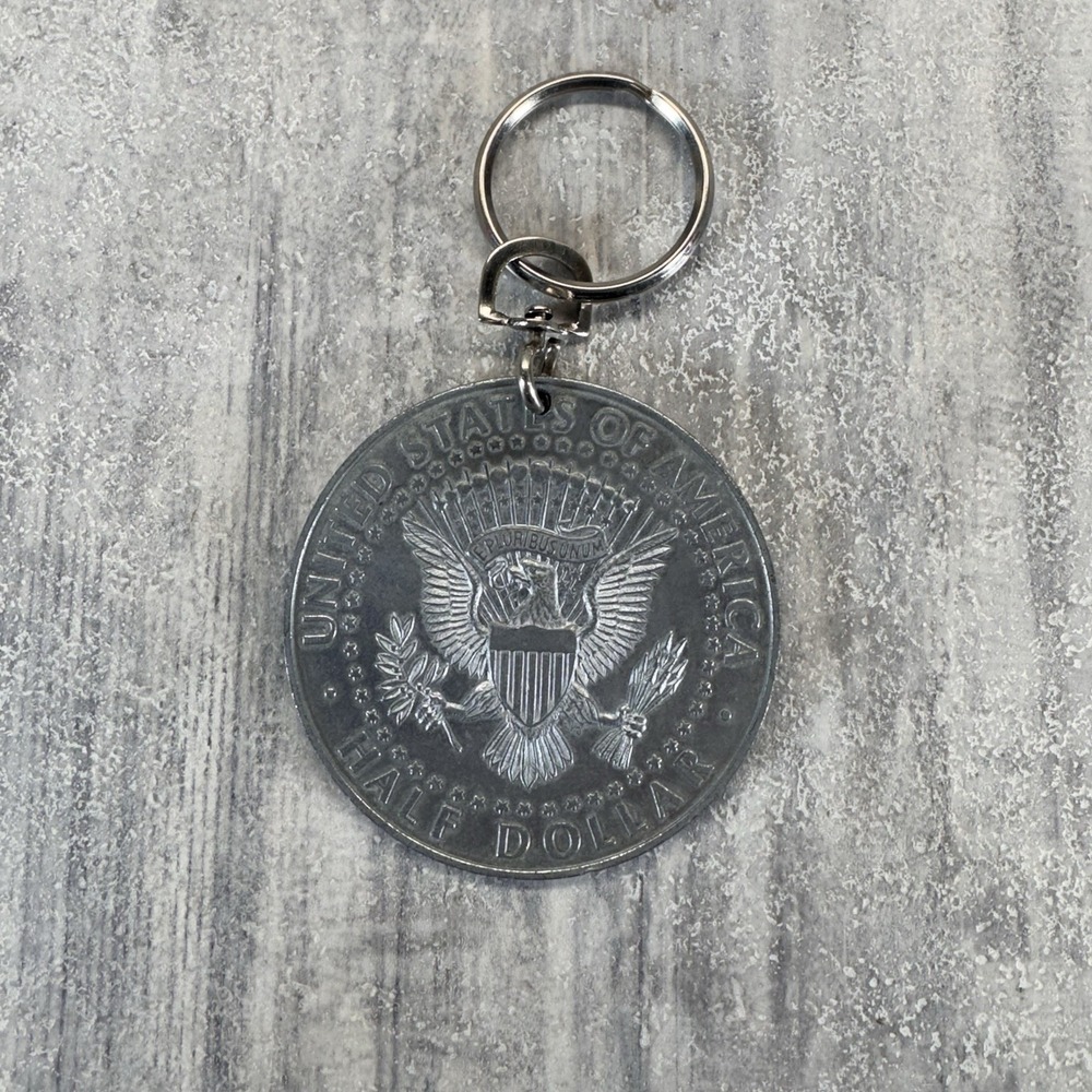 1964 Kennedy Half Dollar Coin Vintage 3 Inch Large Collectible Keychain
